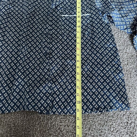 Eberjey Inez Washable Silk Printed Long PJ Pajama Top Size M Navy - Picture 11 of 11